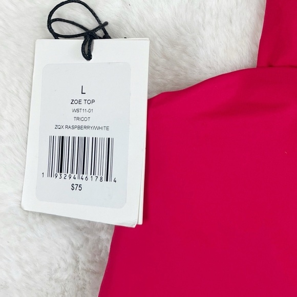 NWT Onia Zoe Tricot Bikini Top in Raspberry/White - Picture 8 of 10